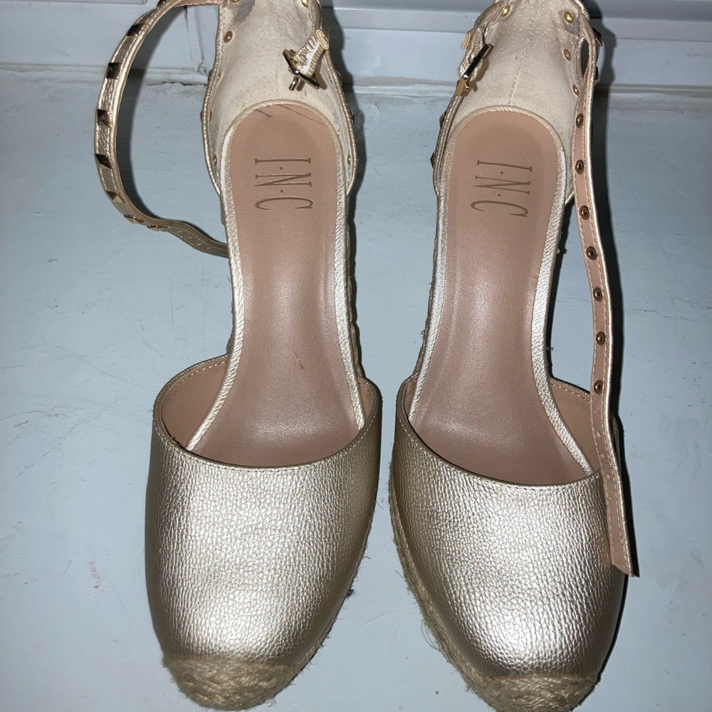 Gold Metallic Wedges by INC